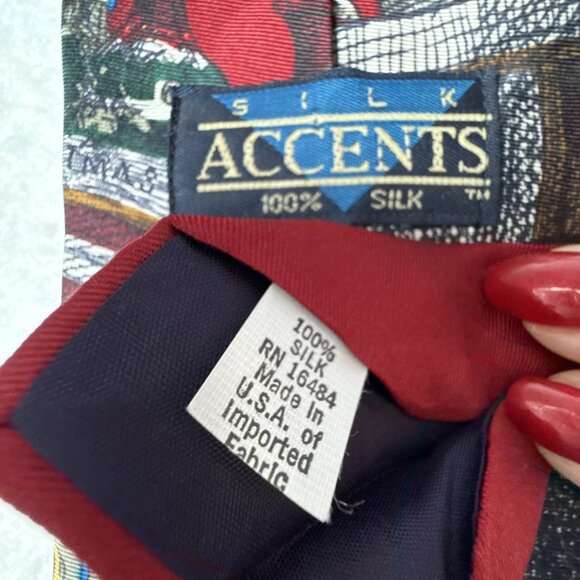 Vtg Santa Claus Christmas Tie 100% Silk Accents Dickens Style Victorian Era 57 - Picture 4 of 4